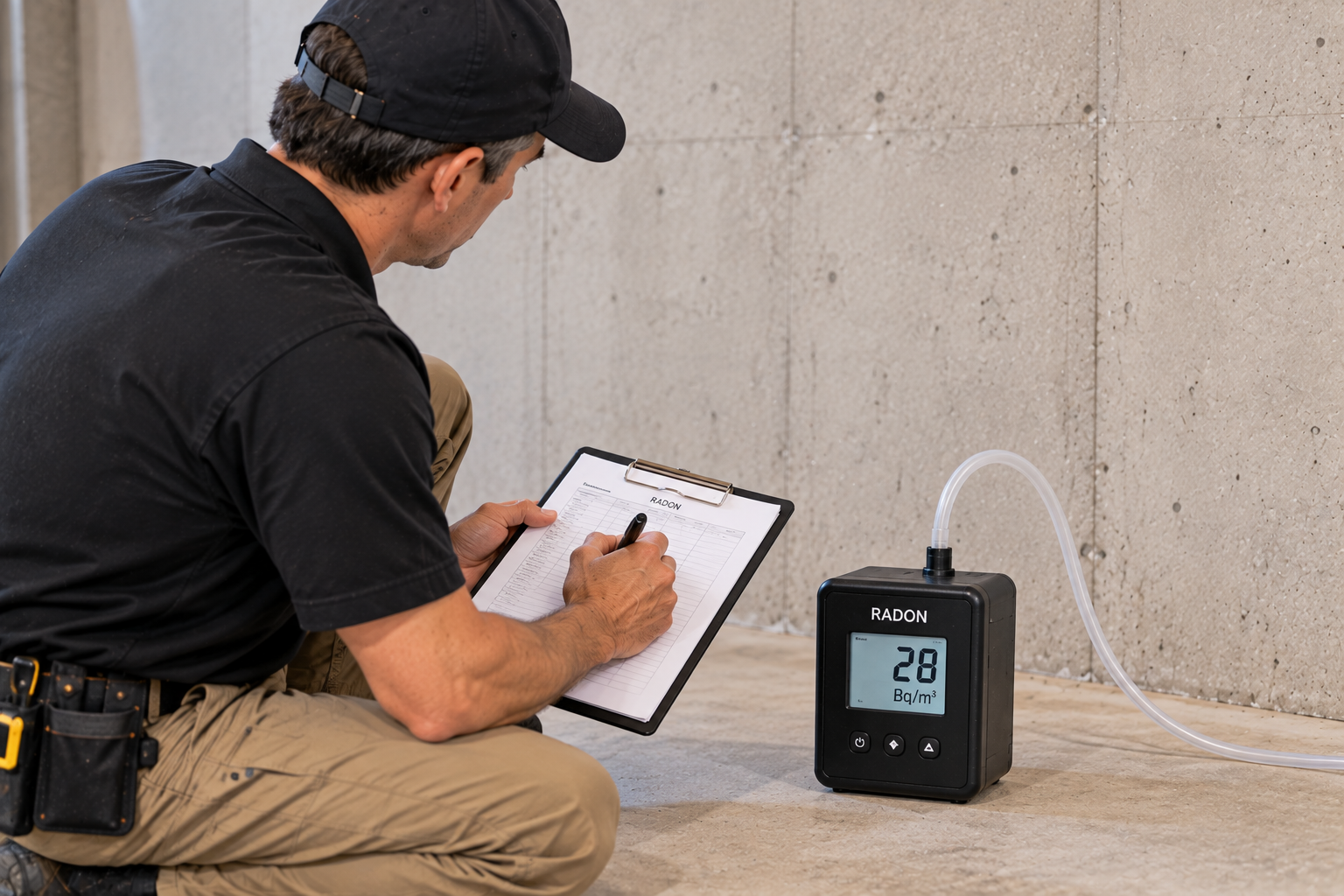 Vérification du niveau de radon après l’installation du système d’atténuation