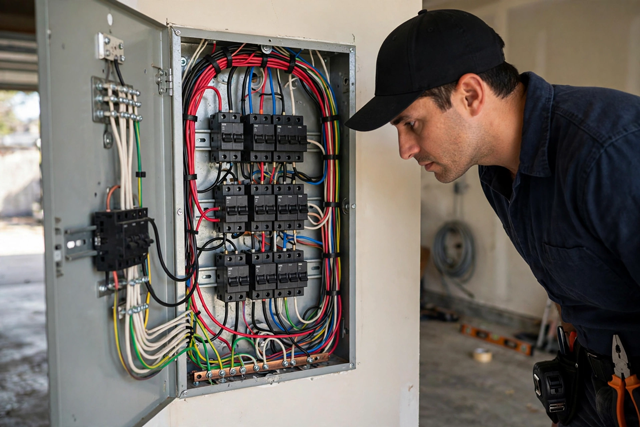 Vérification du panneau électrique — inspection des disjoncteurs et du câblage